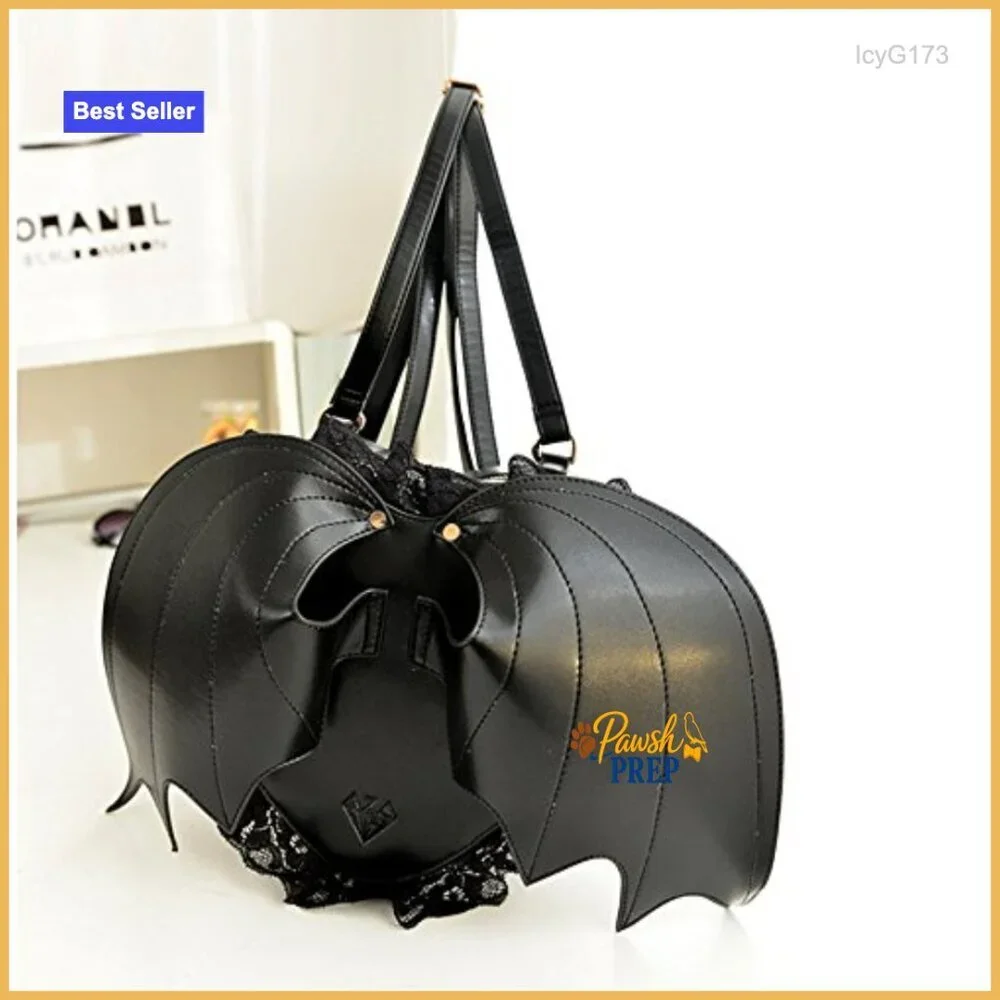 Heart Shape Bat Backpack with Lace Wings, Adjustable Strap, 4 Pockets